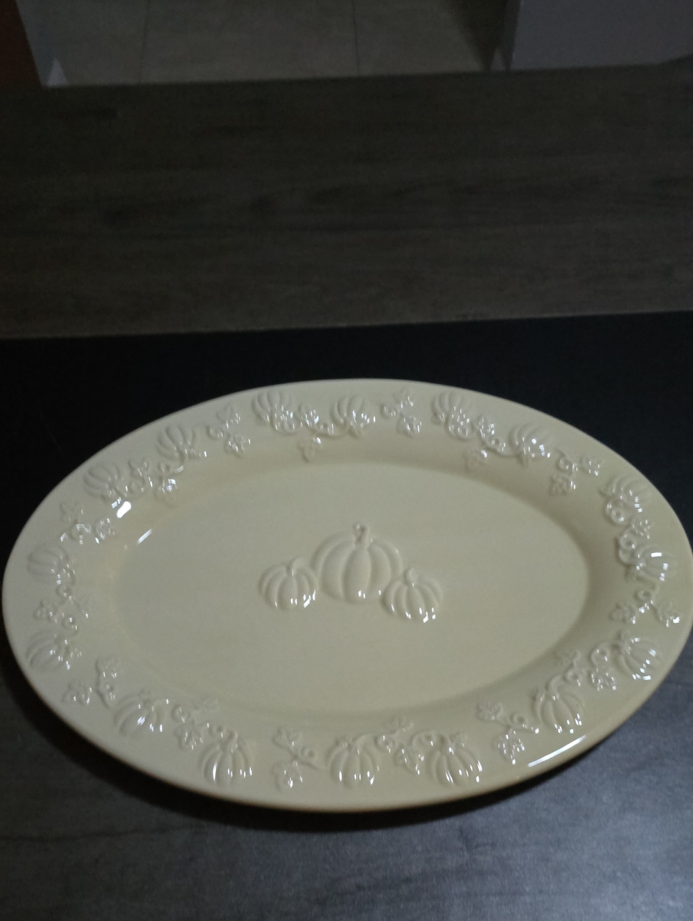Cream Ceramic Pumpkin Platter - Home Dining
